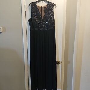 Nightway Collections Formal Navy Sequin Formal Dress -14 W